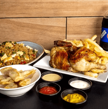 1/2 Pollo con Chaufa, Tequeños y Bebidas