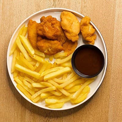 Pechuguitas más Papitas a la Francesa