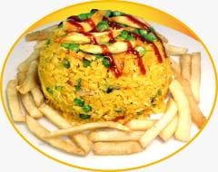 Arroz con Pollo + 1/4 Pollo y 1 Bebida Cortesía