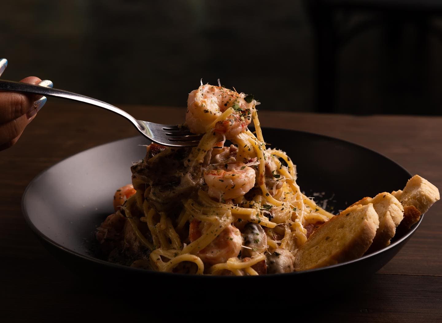 Pasta Alfredo de Camarón