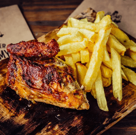 1/4 de Pollo con papas, Tequeños y Bebida