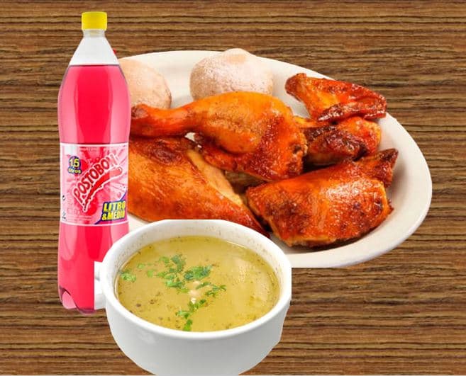 Combo Medio Pollo Asado, Consomé y Gaseosa 1.5lts