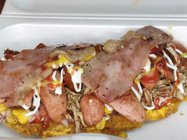 Patacon Jamon, Queso y Tocineta