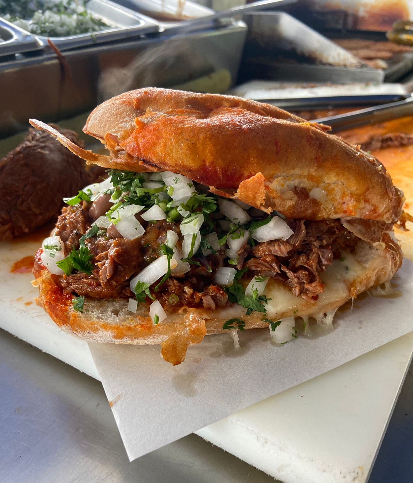 Torta de Birria con Queso