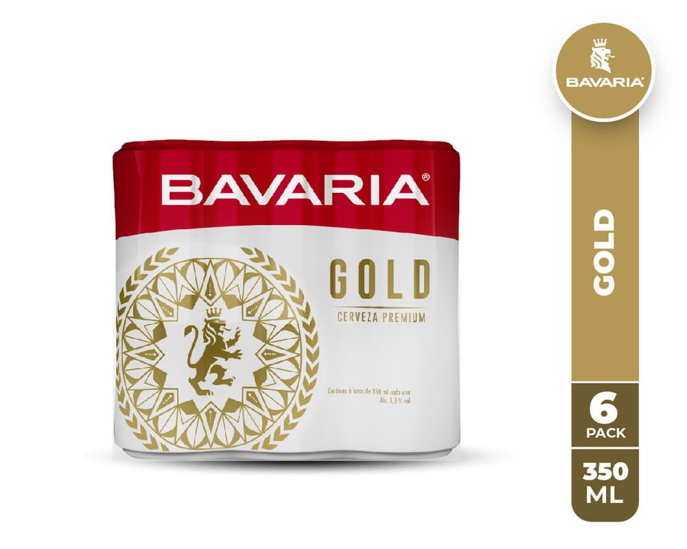 6 Pack Cerveza Bavaria Gold Lata 350 ml