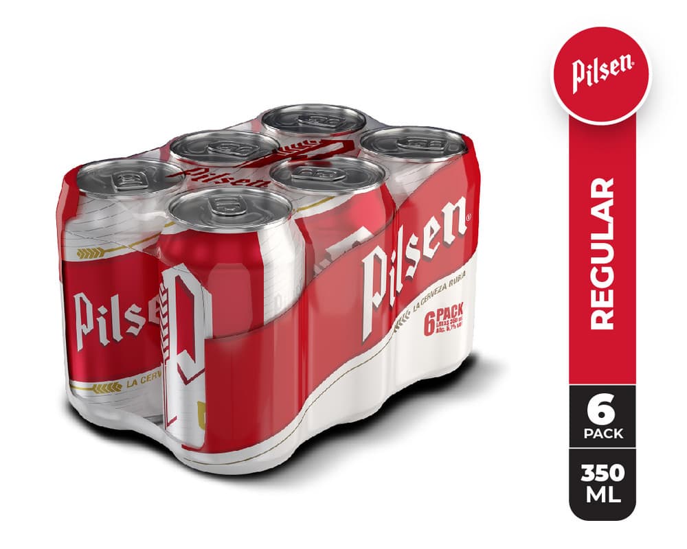 6 Pack Cerveza Pilsen Lata 350 ml