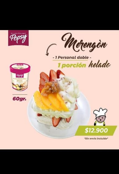 Merengón Personal Doble + 1 Porcion de helado 60g