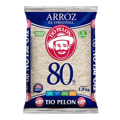 Arroz 80% Tío Pelón Azul Bolsa 1.8 kg