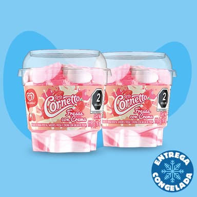 Copa Cornetto Fresas con Crema (2 Pzas)