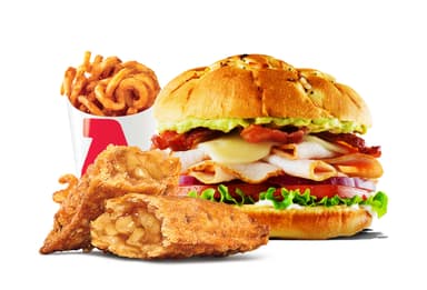 1 Turkey Avocado+1 CurlyFries+1Pastel Manzana