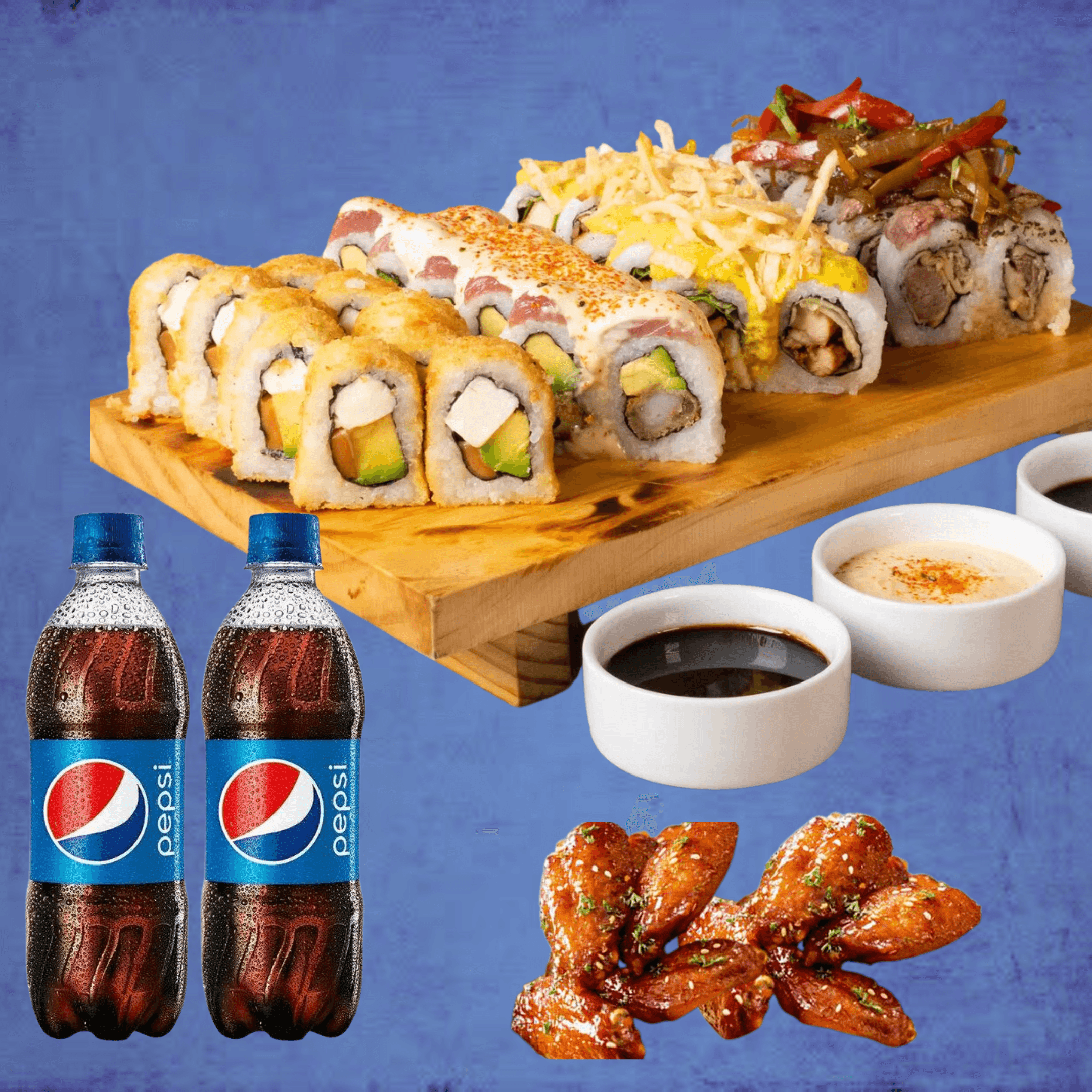 Combo 40 Makis + 8 Alitas BBQ + 2 Pepsi