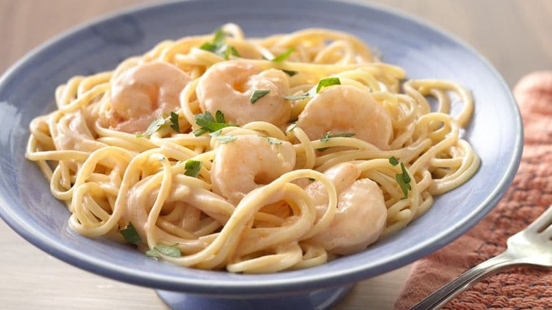 Spaguetti con Camarones.
