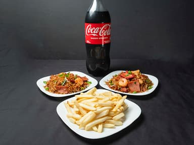 2 Enteros Cantonés + Refresco + Papas Fritas