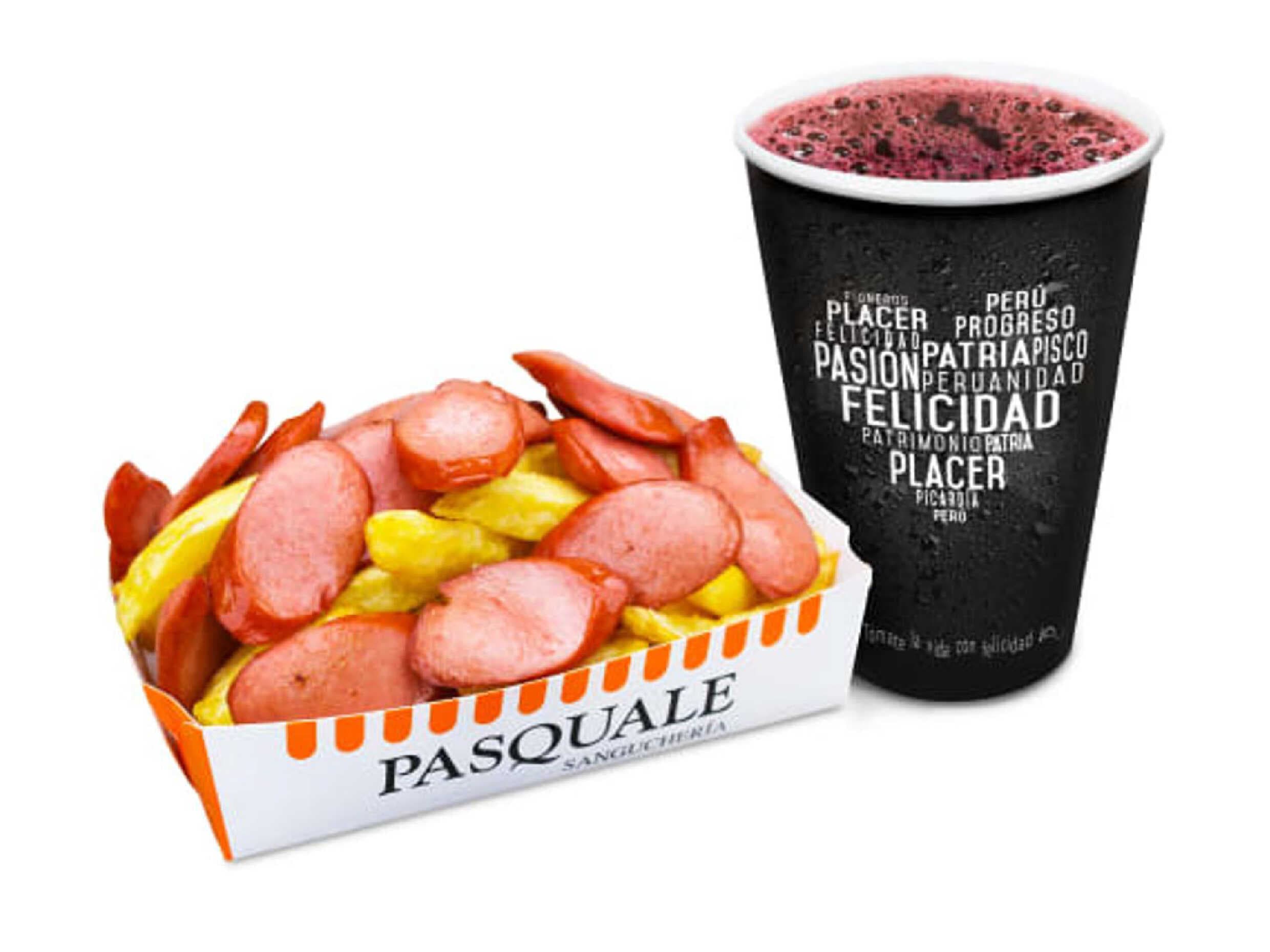 Salchipapa Pasquale y Bebida 12 oz