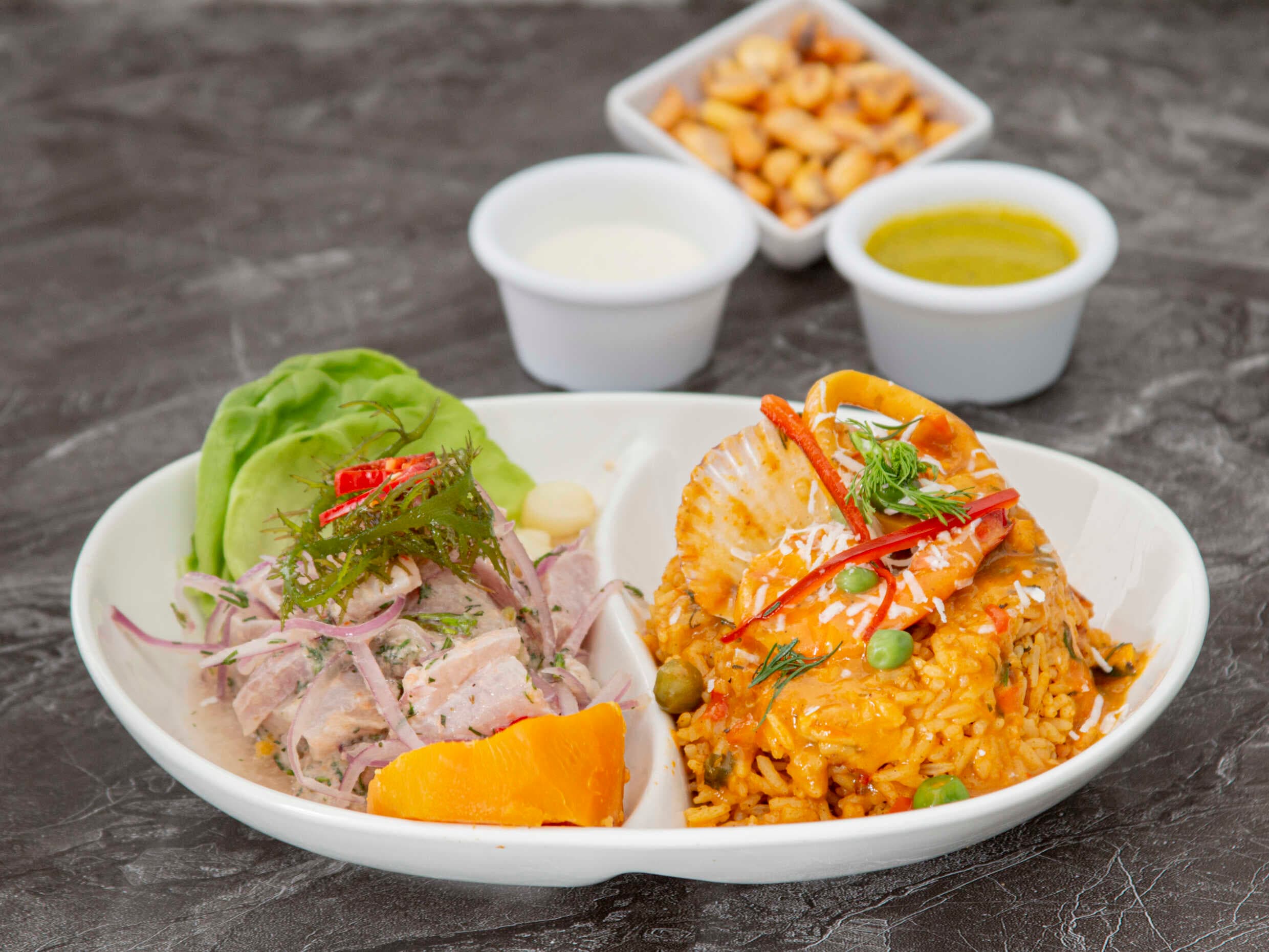 Duo 2 : Arroz Mariscos + Ceviche Mixto + Bebida