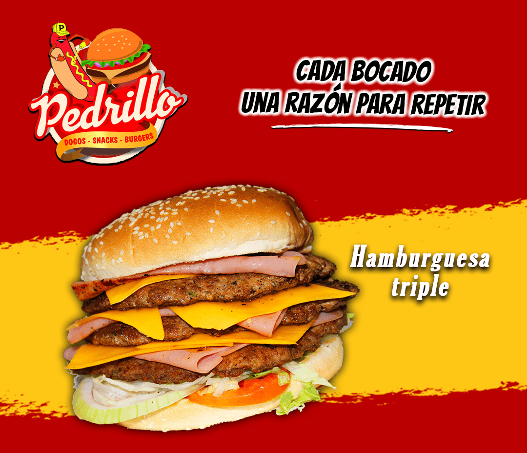 Hamburguesa Triple con Papas