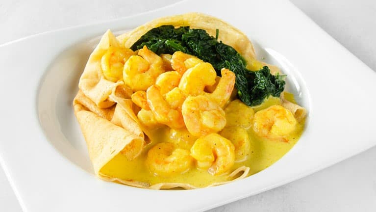 Camarones con Espinaca en Salsa Curry