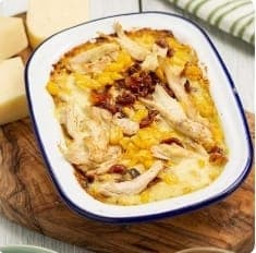 Maicitos Gratinados con Pollo y Tocineta