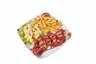 Costillas BBQ, Ensalada César con Papas