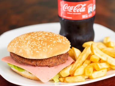 Hamburguesa + Papas + Coca 355ml