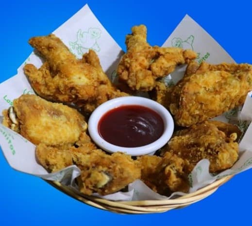 Alitas Broaster, Papas Nativas y Salsa BBQ 7 uds