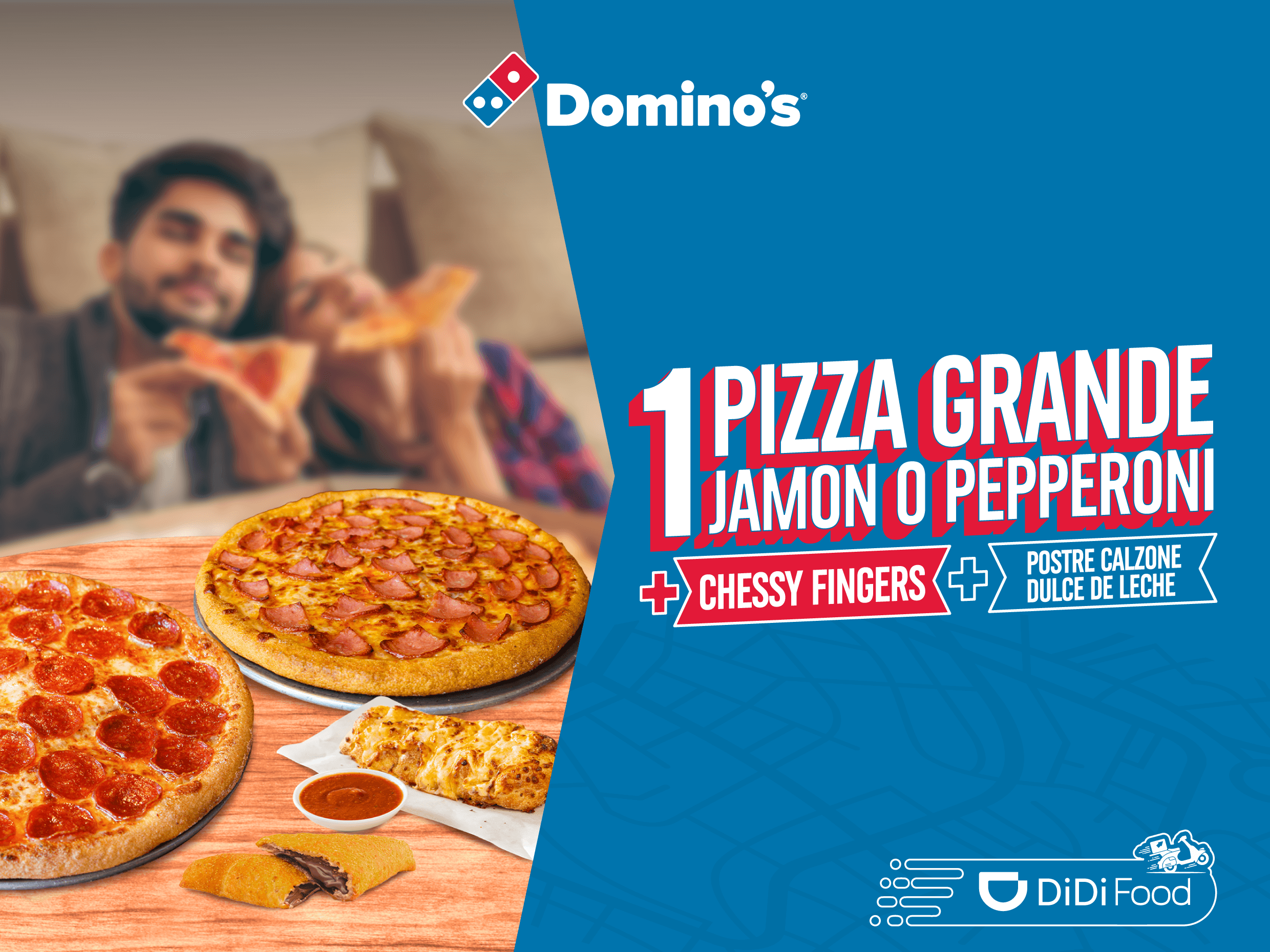 Pizza Gde + Cheesy Fingers+ Calzone Dulce de Leche