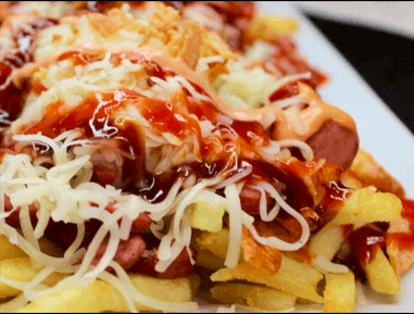 Salchipapa MIXTA (chorizo,butifarra)