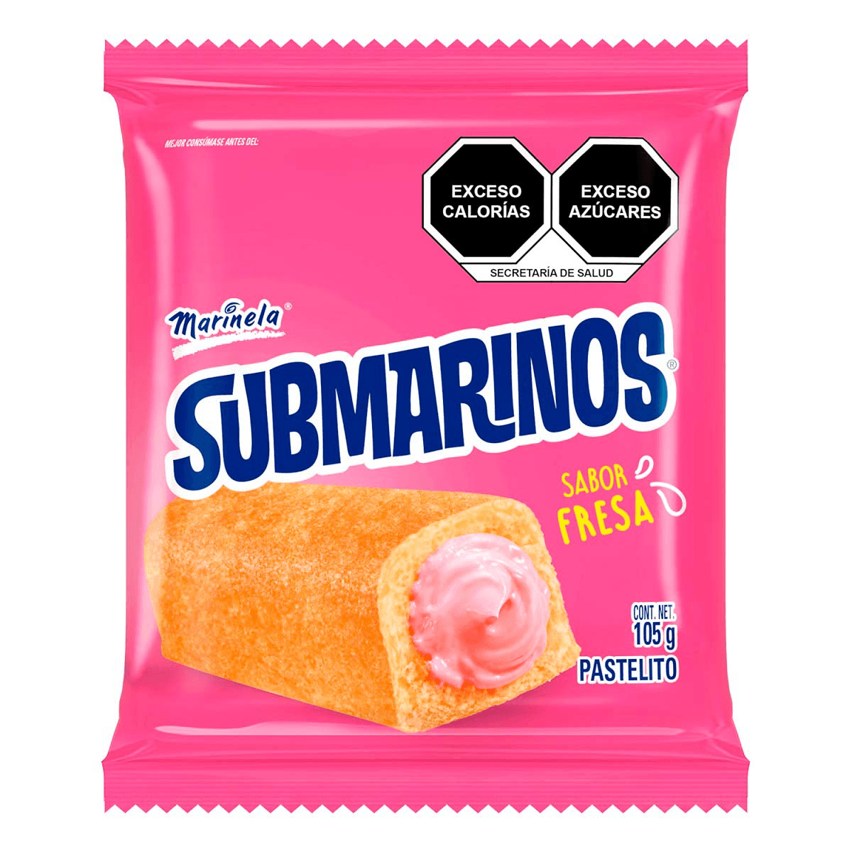 SUBMARINOS FRESA 3P MARINELA 105GR