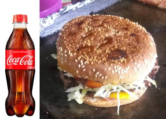 Hamburguesa y Coca Cola