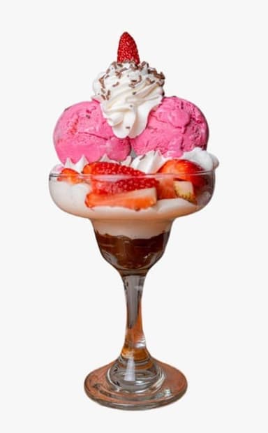 Fresas con Crema y Helado .