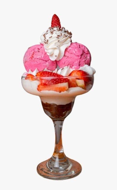 Fresas con Crema y Helado .