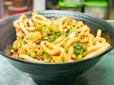 Pasta Udon camarón