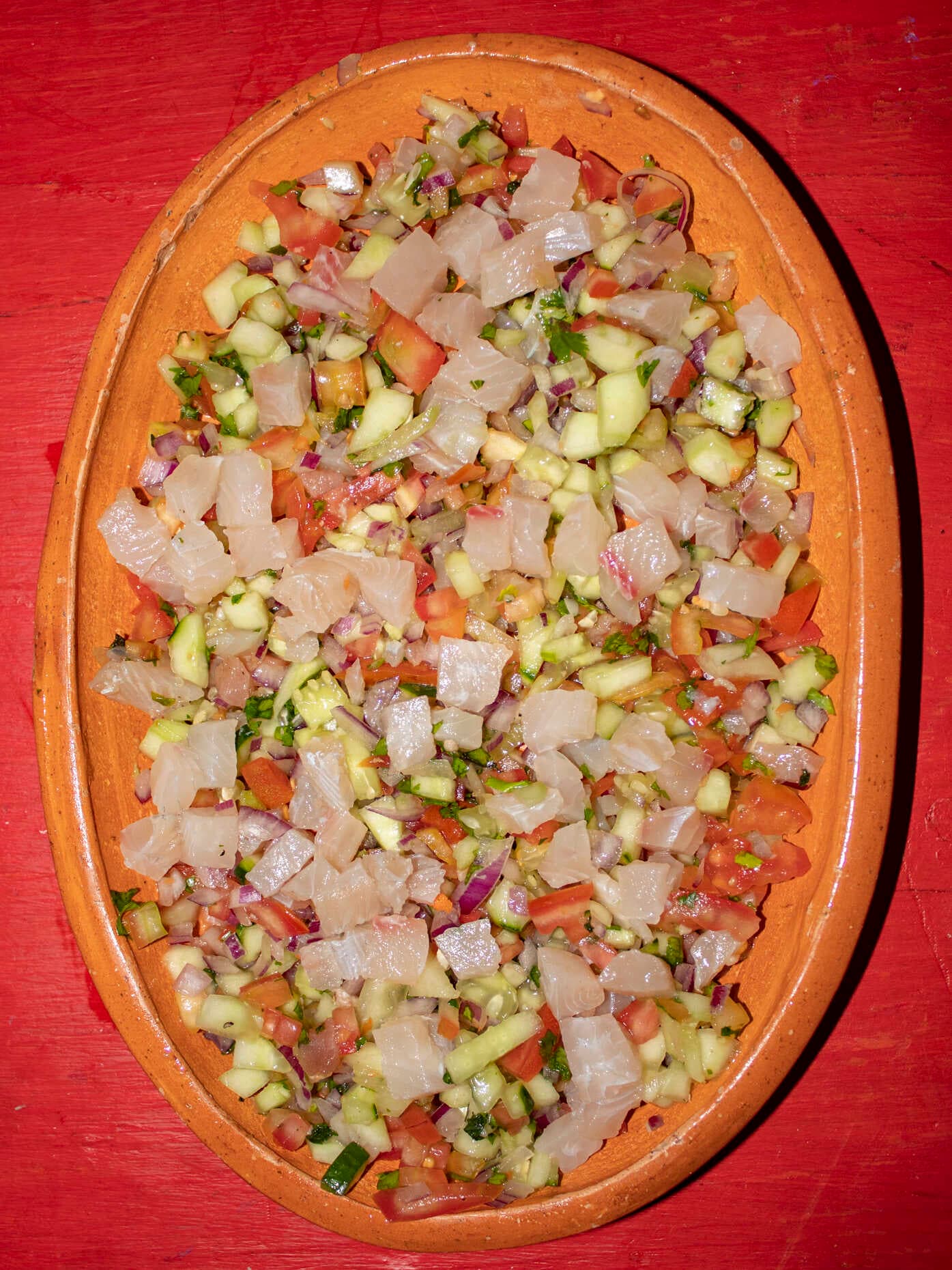 Ceviche pescado cubo