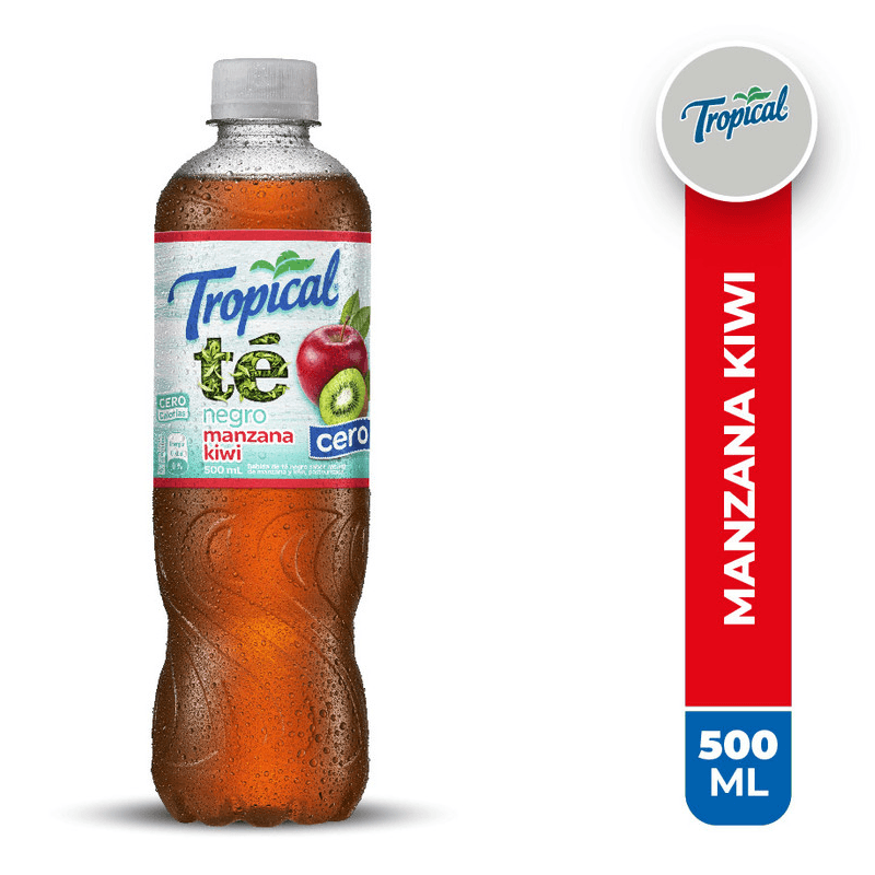 Bebida Té Frío Tropical Negro Manzana Kiwi Cero Botella 500 ml