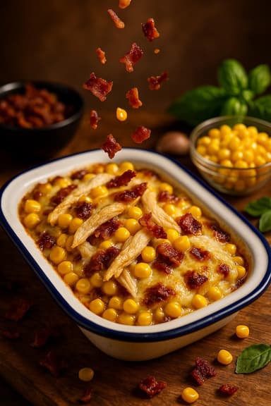 Maicitos Gratinados con Pollo y Tocineta