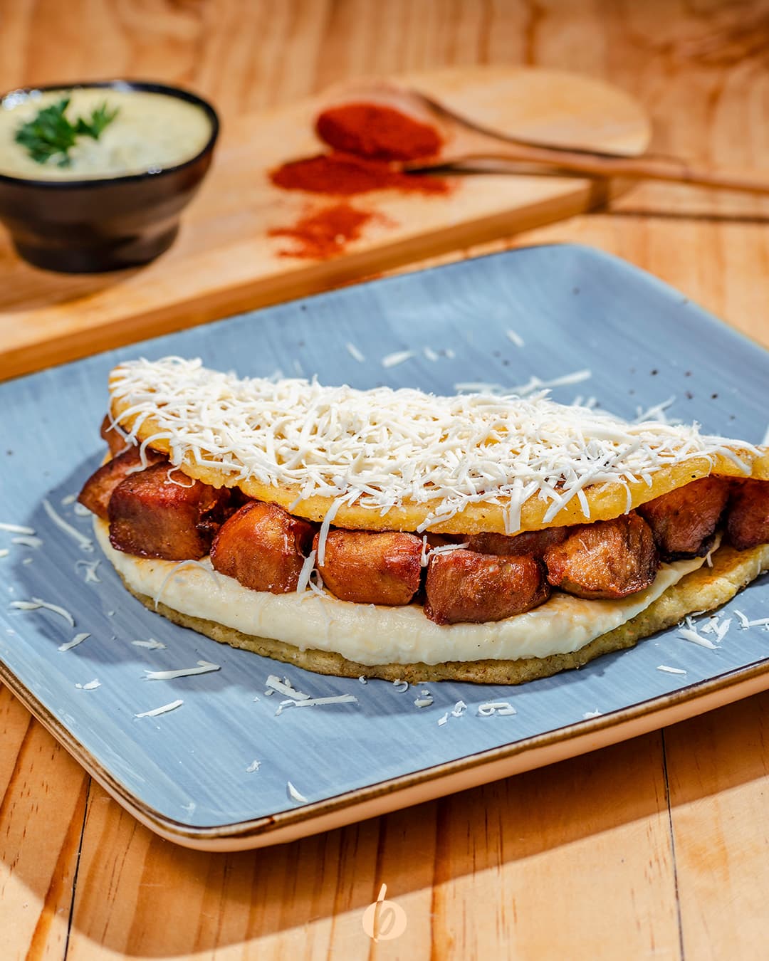 Cachapa con Queso de Mano y Adición de Proteína