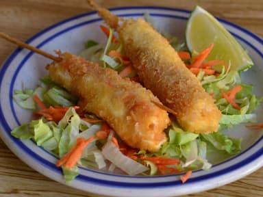 Brochetas de Camarón con Queso