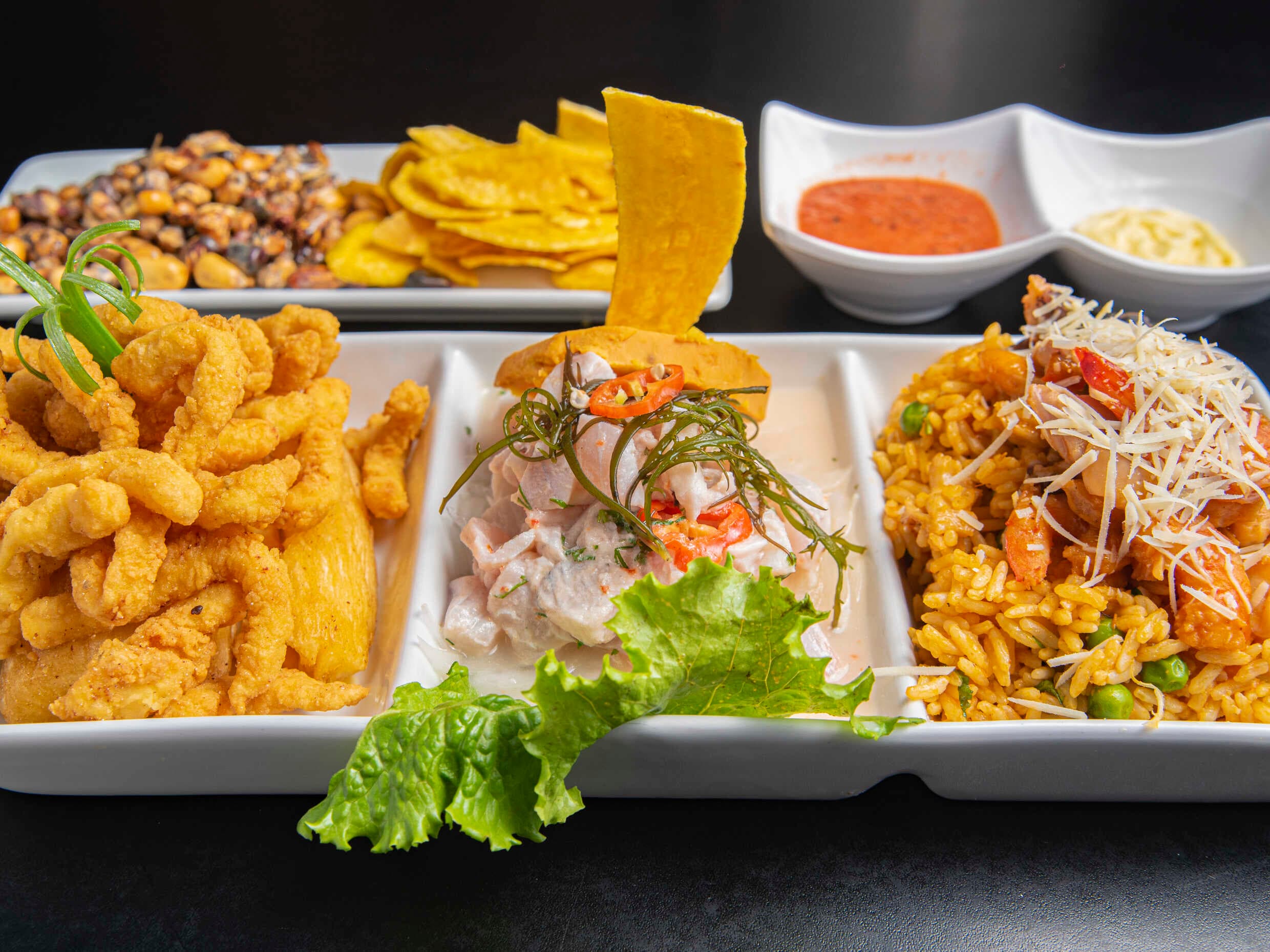 Trio 1 : Arroz con Mariscos + Ceviche + Chicharrón