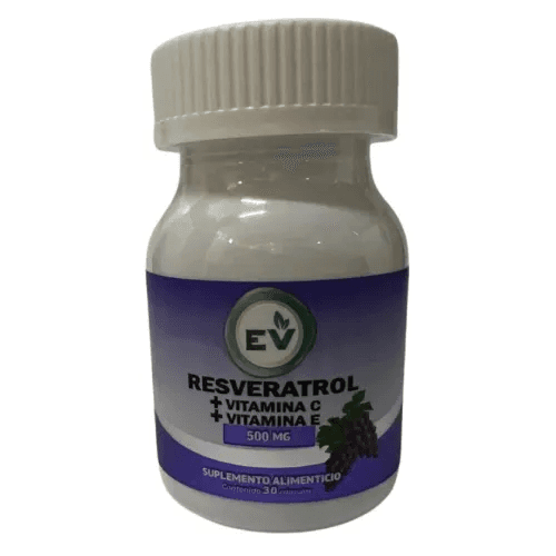 Resveratrol, Vitamina C, Vitamina E 300/100/60mg con 30 Cápsulas