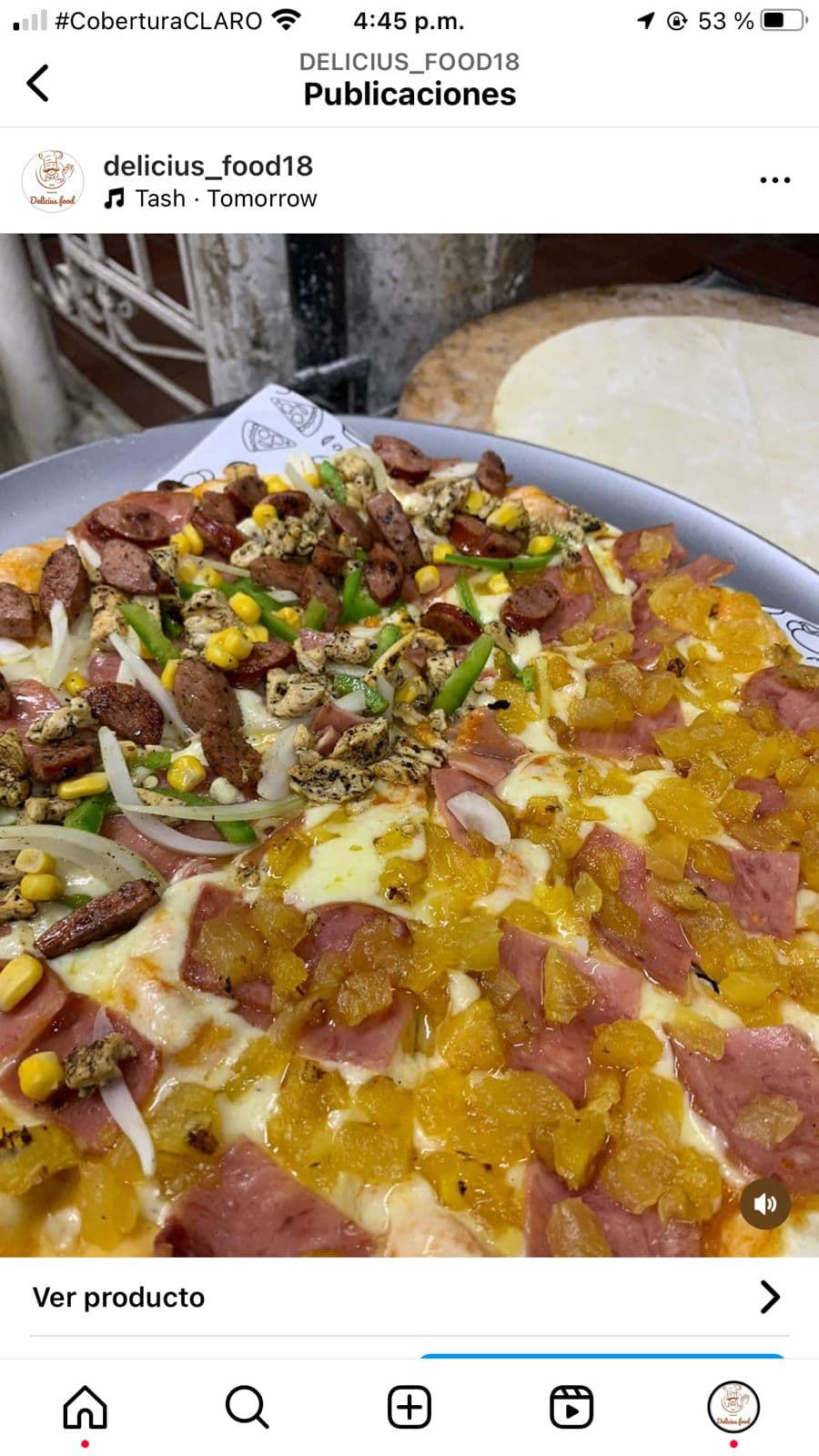pizza mediana mitad 4 carnes mitad hawaiana