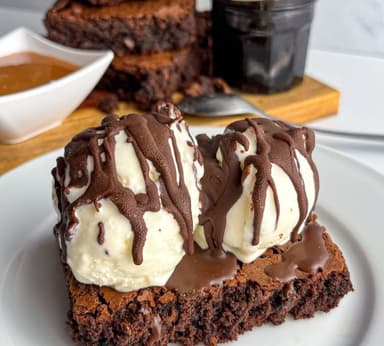 Brownie con helado