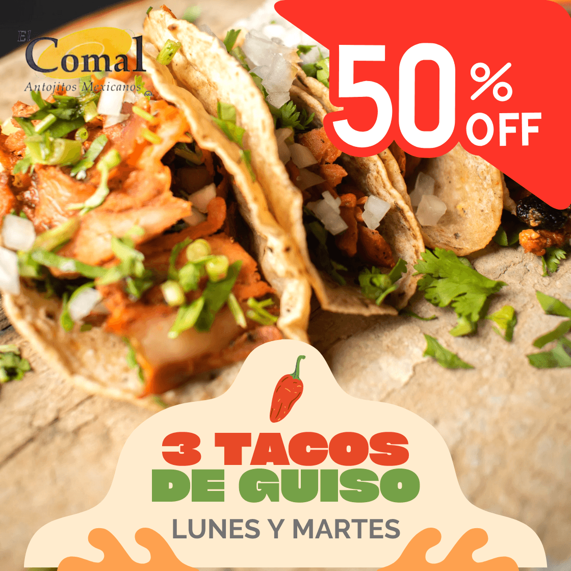 3 Tacos de Guiso Promo (Lunes y Martes)