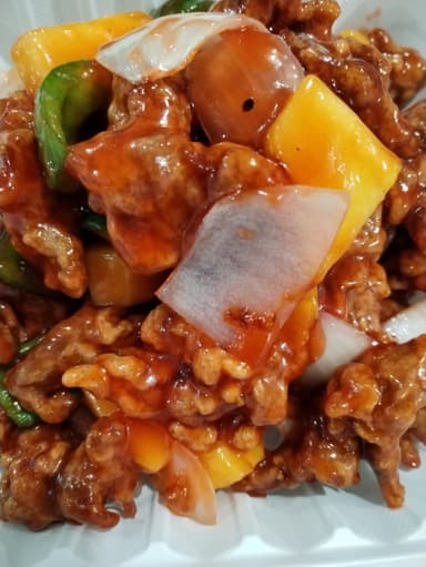 Lomo de res en salsa agridulces