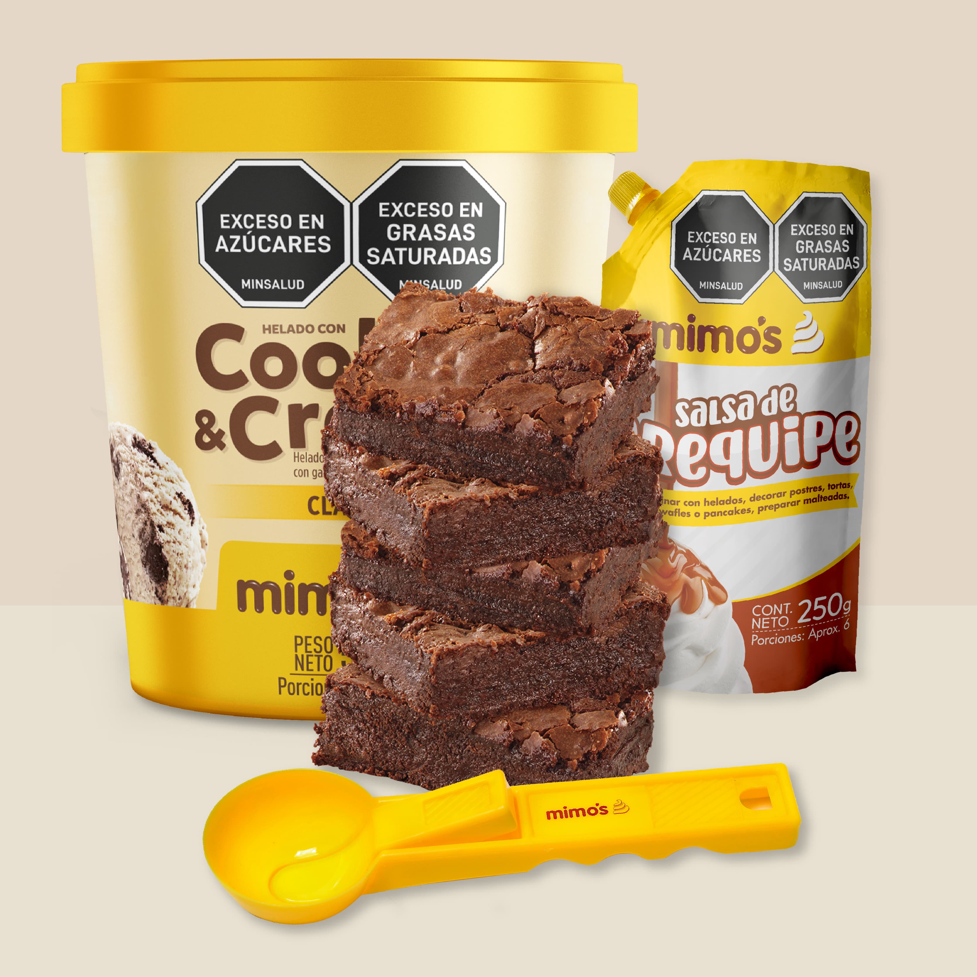 Promo 1 Litro + 1 Salsa + 5 Brownie + 1 Cuchara