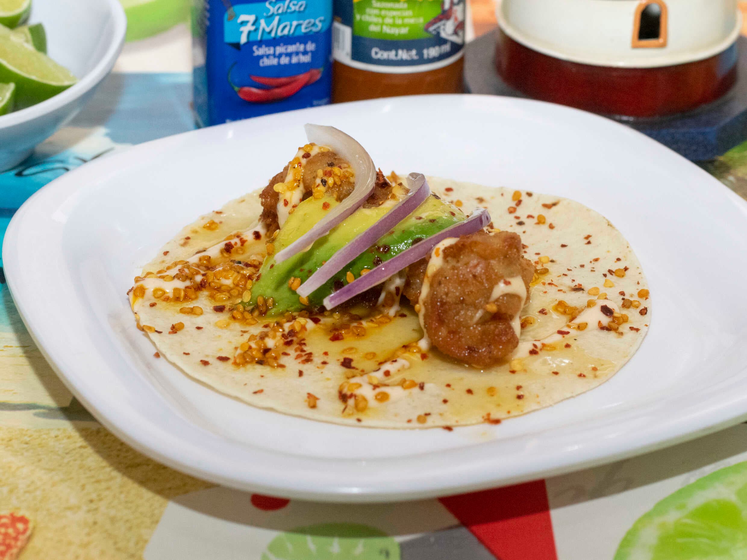 Taco Huerfano Camaron(Agridulce)Maiz