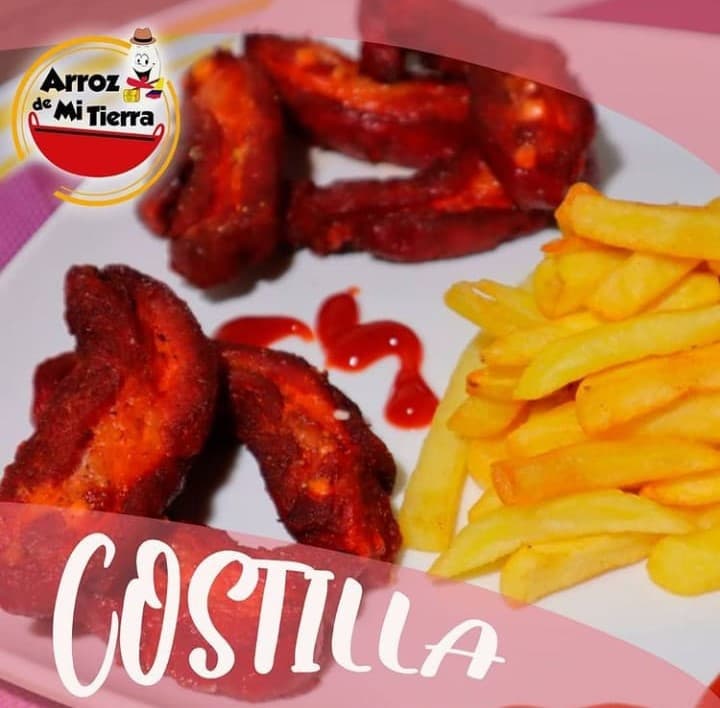 PORCION DE COSTILLA + PAPAS A LA FRANCESA.