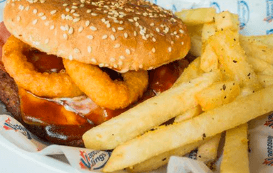 Hamburguesa aros de cebolla