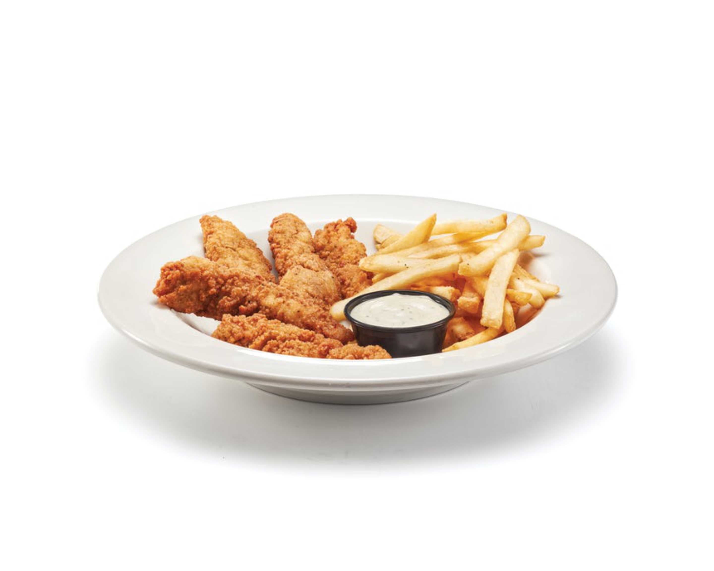 Crispy chicken strips y fries