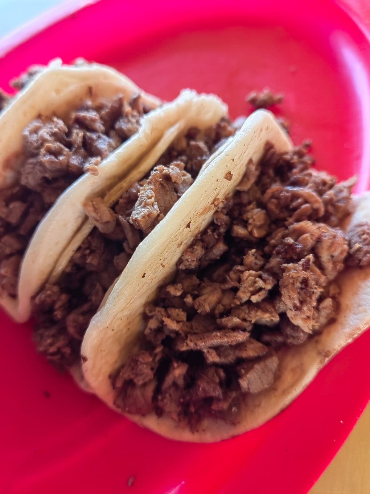 Tacos de Harina de Sirloin de Res.