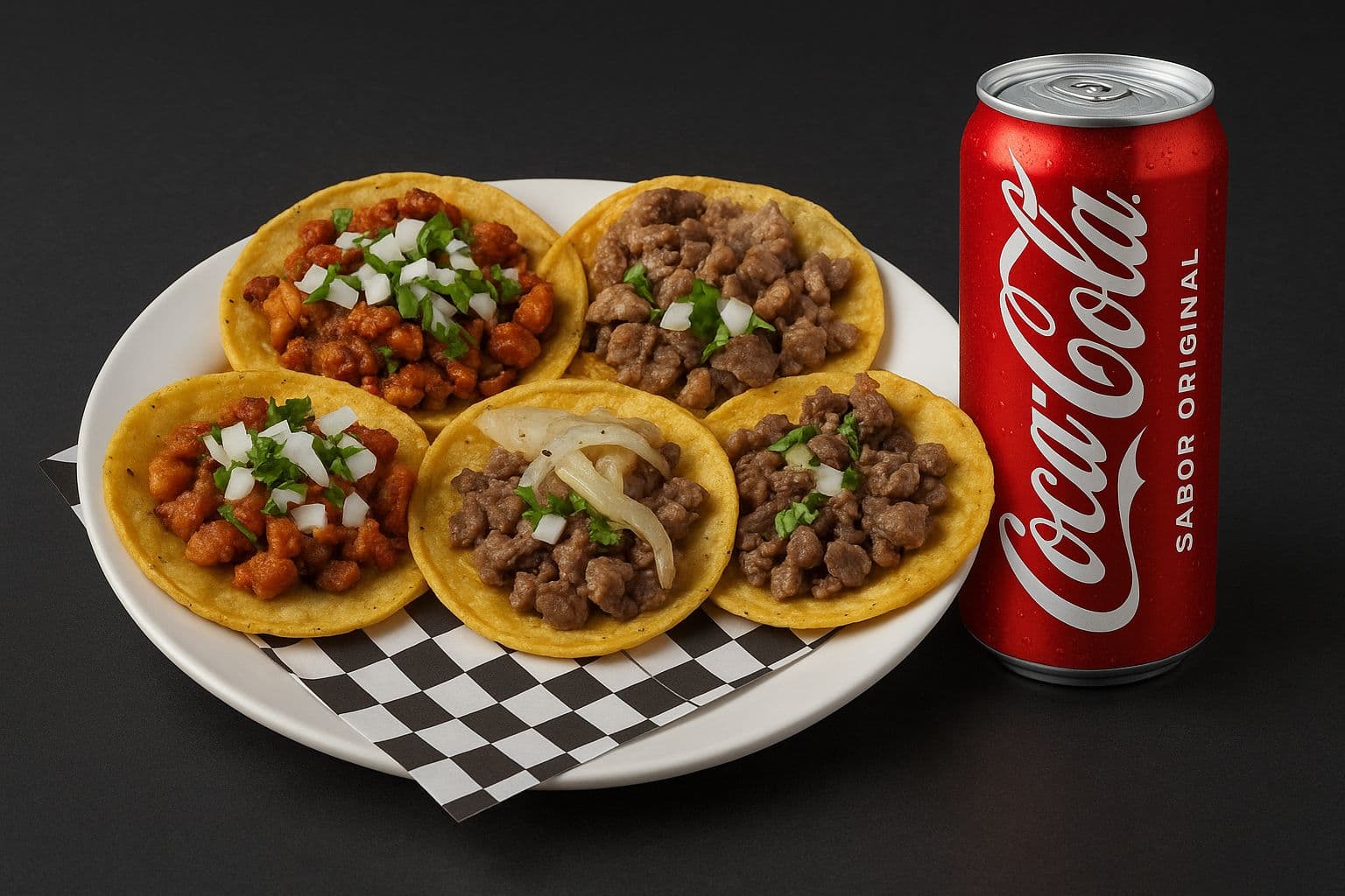 Combo Inmorales 5 Tacos + Coca Cola